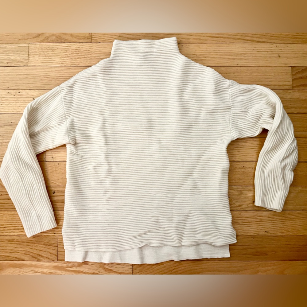 Reiss Lila Cream Ribbed Turtle Neck Mock Neck Alpaca Wool Blend Sweater Small